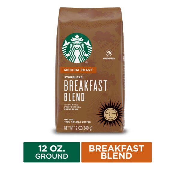 Starbucks Medium Roast Ground Coffee — Breakfast Blend — 100% Arabica — 1 bag (12 oz.)