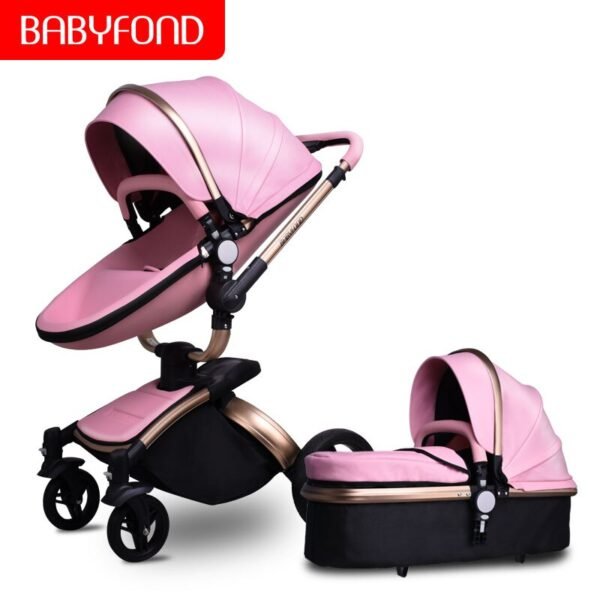 Babyfond  3 in 1 baby stroller High landscape stroller 360 degree Carriage PU Pram EU safety Car Seat Bassinet newborn trolley - Image 14
