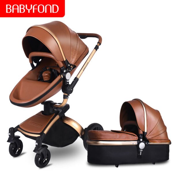 Babyfond  3 in 1 baby stroller High landscape stroller 360 degree Carriage PU Pram EU safety Car Seat Bassinet newborn trolley - Image 15