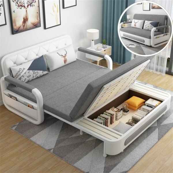 DB-888 1.8m Collapsible Storage Removable And Washable Assembly Dual-use Sofa Bed Multi-function Cotton Single Double Bed - Image 3