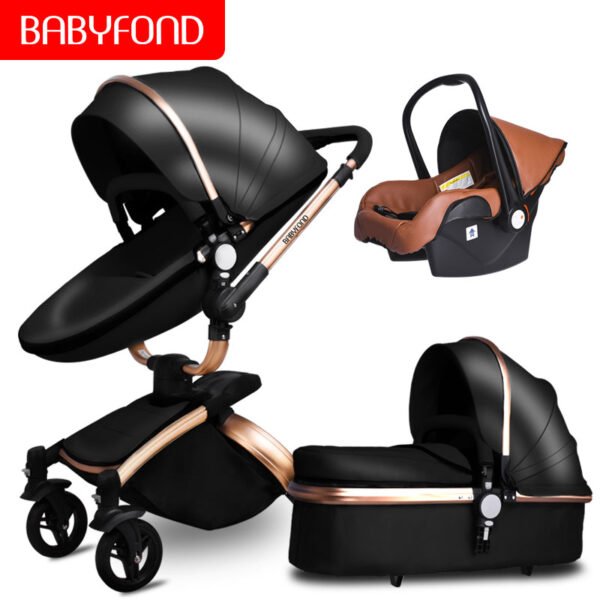 Babyfond  3 in 1 baby stroller High landscape stroller 360 degree Carriage PU Pram EU safety Car Seat Bassinet newborn trolley - Image 22