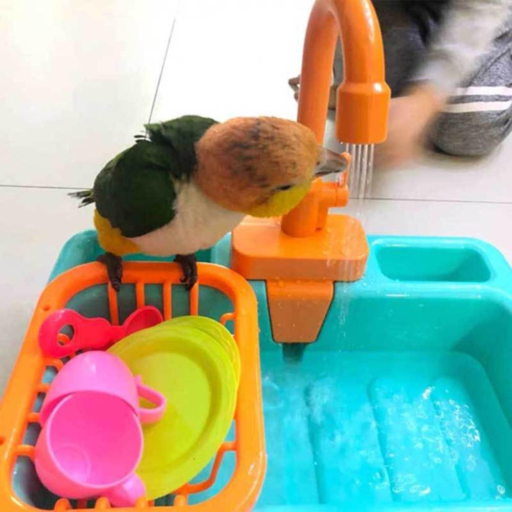 Bird Feeder Automatic Parrot Bathtub Swimming Pool Faucet Parrot Bath Shower Water Dispenser Bird Cage Bathroom Parrot Toys (Random color) - Image 3