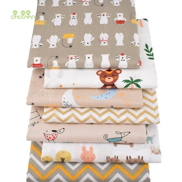 Chainho,7pcs/Lot, New Cartoon Series,Printed Twill Cotton Fabric,Patchwork Cloth,DIY Sewing Quilting Material For Baby&Children - Image 5