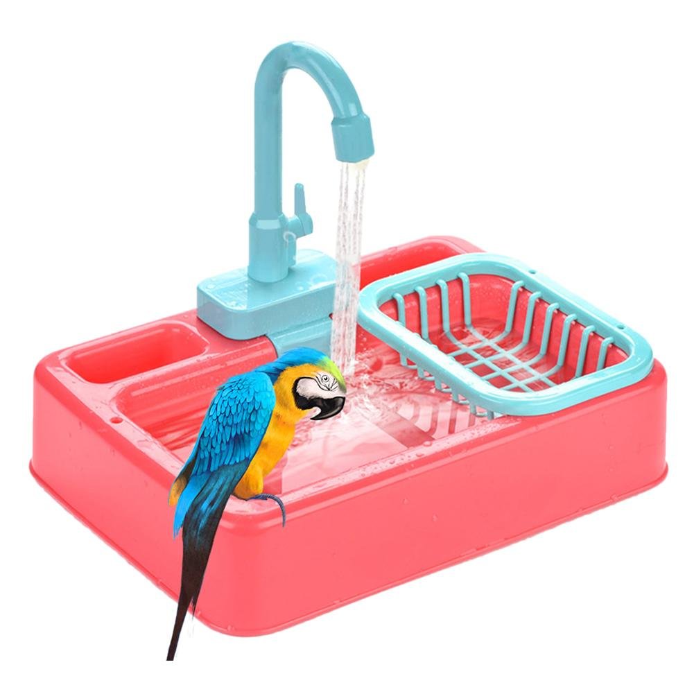 Bird Feeder Automatic Parrot Bathtub Swimming Pool Faucet Parrot Bath Shower Water Dispenser Bird Cage Bathroom Parrot Toys (Random color)