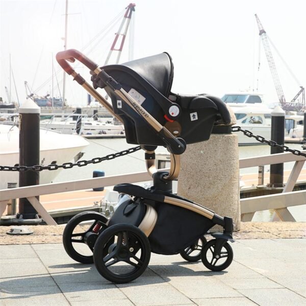 Babyfond  3 in 1 baby stroller High landscape stroller 360 degree Carriage PU Pram EU safety Car Seat Bassinet newborn trolley - Image 4