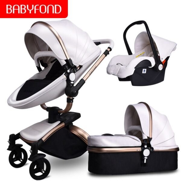 Babyfond  3 in 1 baby stroller High landscape stroller 360 degree Carriage PU Pram EU safety Car Seat Bassinet newborn trolley - Image 12