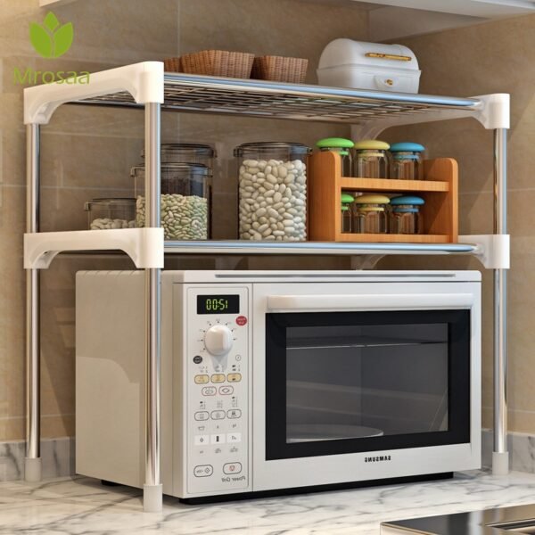 2-Tier/3-Tier Microwave Shelf Rack Kitchen Shelf Spice Organizer Kitchen Storage Rack Bathroom Organizer Shelf Book Shoes Shelve - Image 2