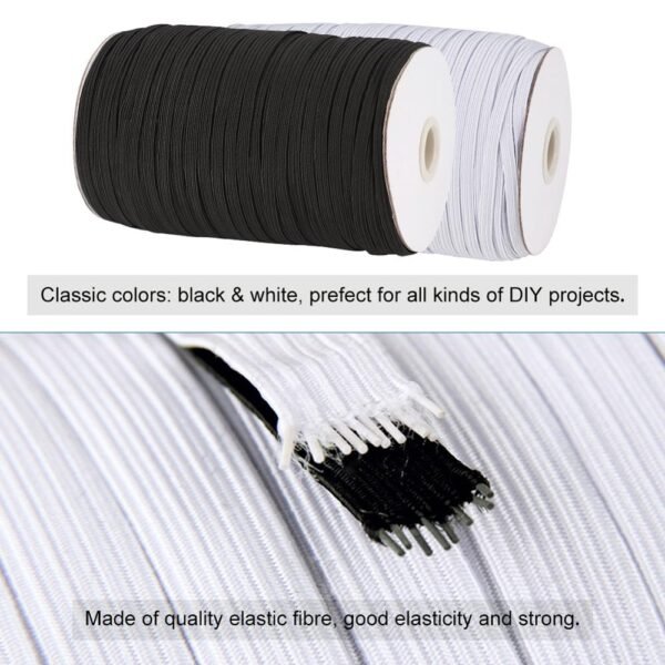 4mm 5mm 6mm 8mm 10mm 12mm 14mm Woven Spool White Flat Elastic Cord Band Sewing Knitting Rubber Stretch Rope Craft DIY Mask - Image 5