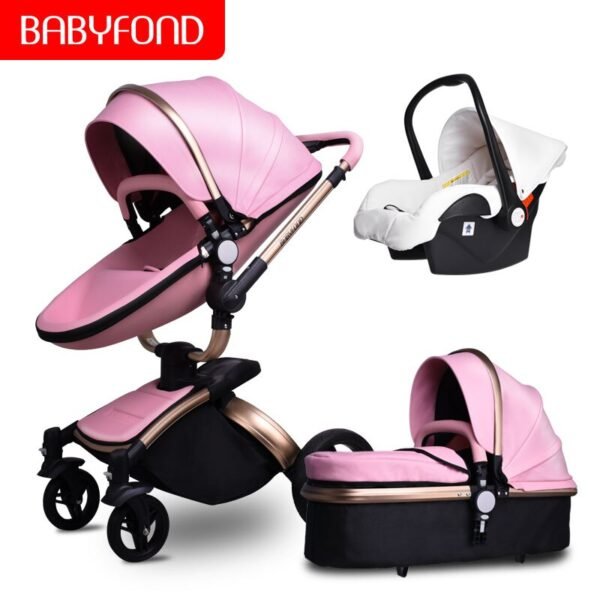 Babyfond  3 in 1 baby stroller High landscape stroller 360 degree Carriage PU Pram EU safety Car Seat Bassinet newborn trolley - Image 19
