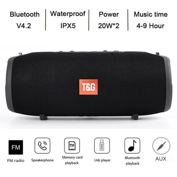 40W TG118 Bluetooth speaker outdoor wireless Column Subwoofer Music Center BoomBox portable 3D stereo 3600mAh battery FM/TF/AUX - Image 3