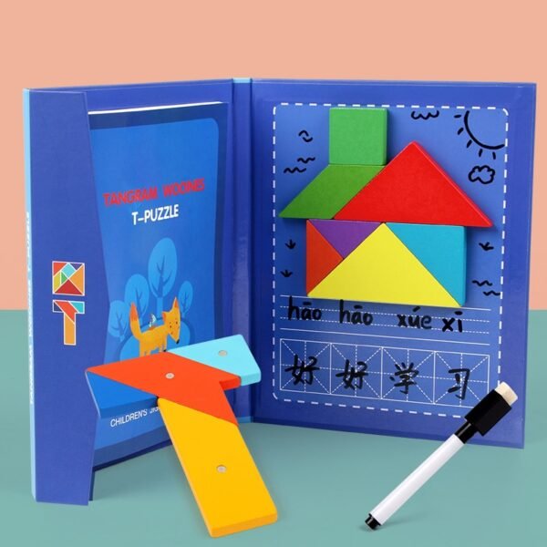 Magnetic 3D  Puzzle Jigsaw Tangram Game Montessori Learning Educational Drawing Board Games Toy Gift for Children Brain Tease - Image 9