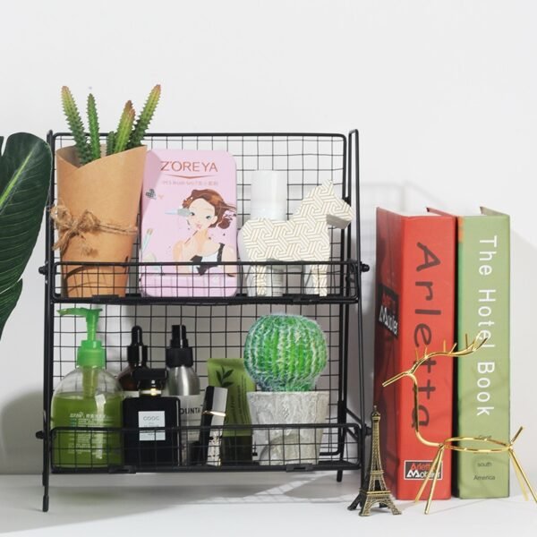 Iron Storage Shelf rack for Kitchen storage rack bathroom organizer Double Layer Assembly Cosmetic bathroom Shelf Storage basket - Image 3