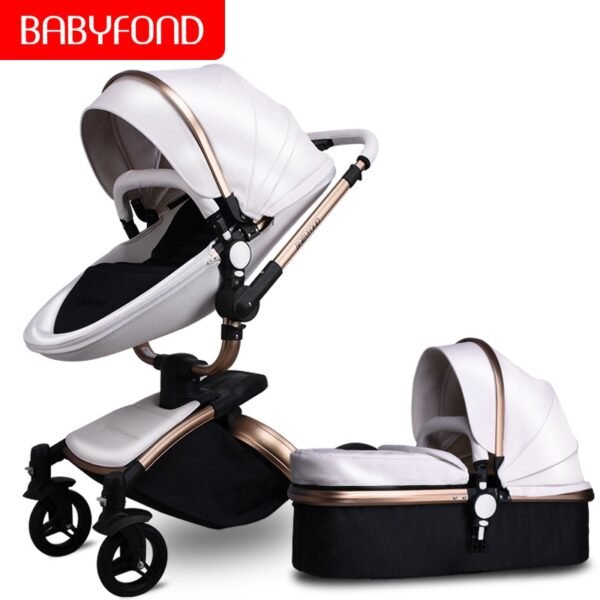 Babyfond  3 in 1 baby stroller High landscape stroller 360 degree Carriage PU Pram EU safety Car Seat Bassinet newborn trolley - Image 11