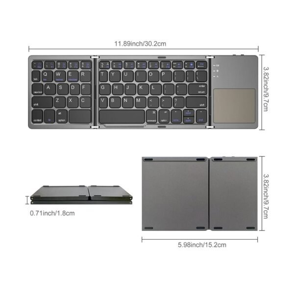 AVATTO B033 Mini folding keyboard Bluetooth Foldable Wireless Keypad with Touchpad for Windows,Android,ios Tablet ipad Phone - Image 6