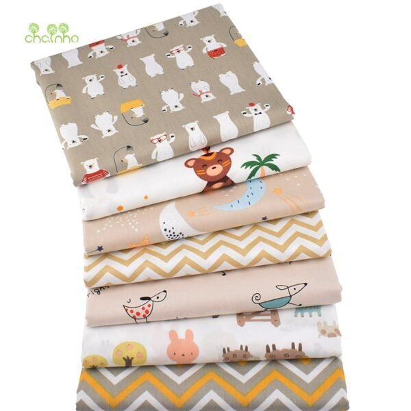 Chainho,7pcs/Lot, New Cartoon Series,Printed Twill Cotton Fabric,Patchwork Cloth,DIY Sewing Quilting Material For Baby&Children - Image 4