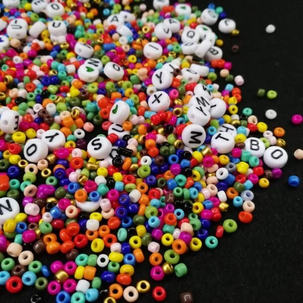 5000Pcs Beads Kit, 3mm Glass Seed Beads, Alphabet Letter Beads and Heart Shape Beads for Name Bracelets Jewelry Making and Craft (colored) - Image 6