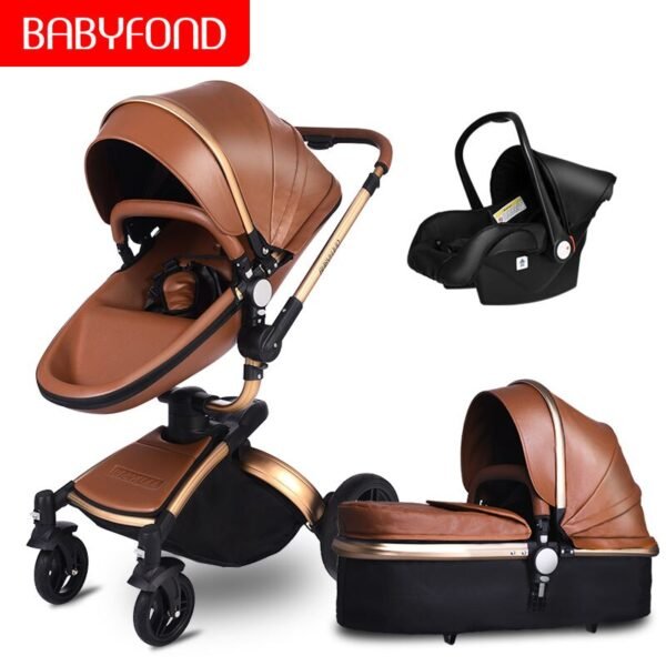 Babyfond  3 in 1 baby stroller High landscape stroller 360 degree Carriage PU Pram EU safety Car Seat Bassinet newborn trolley - Image 17