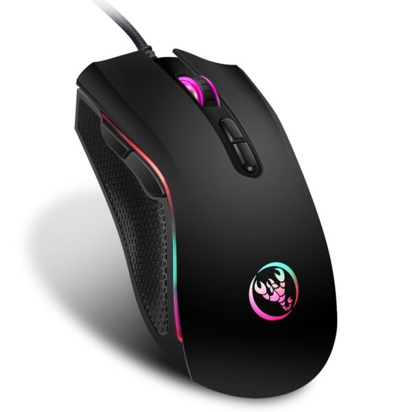 Hongsund brand High-end optical professional gaming mouse with 7 bright colors LED backlit and ergonomics design For LOL CS (Black)