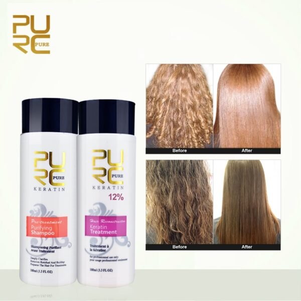 PURC 12% formalin keratin hair treatment and purifying shampoo hair care products set Brazilian keratin free shipping