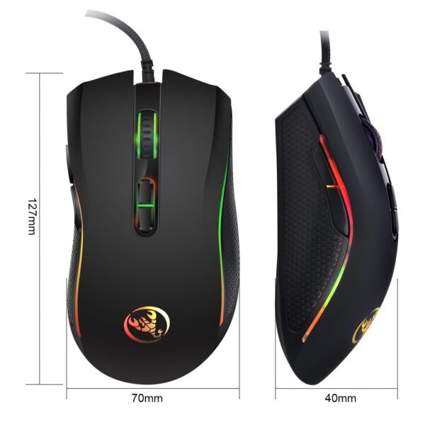 Hongsund brand High-end optical professional gaming mouse with 7 bright colors LED backlit and ergonomics design For LOL CS (Black) - Image 4
