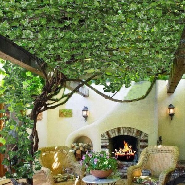 12 x artificial plants of vine false flowers ivy hanging garland for the wedding party Home Bar Garden Wall decoration Outdoor (Green) - Image 6