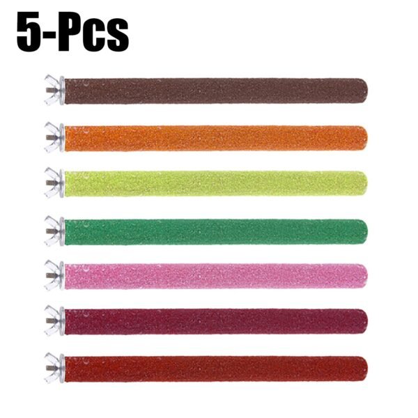 5pcs Bird Parrot Perch Stand Holder Color Emery Toys Grinding Claw Pet Cage Platform Accessories Chew Toy Bird Supplies - Image 6
