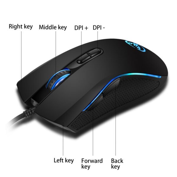 Hongsund brand High-end optical professional gaming mouse with 7 bright colors LED backlit and ergonomics design For LOL CS (Black) - Image 5