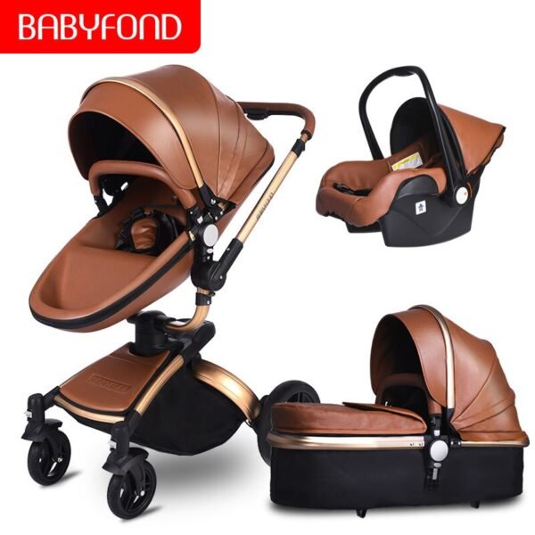 Babyfond  3 in 1 baby stroller High landscape stroller 360 degree Carriage PU Pram EU safety Car Seat Bassinet newborn trolley - Image 20