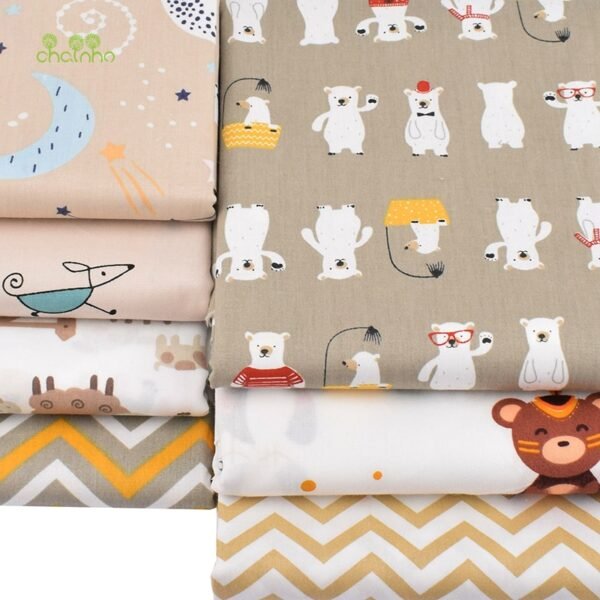 Chainho,7pcs/Lot, New Cartoon Series,Printed Twill Cotton Fabric,Patchwork Cloth,DIY Sewing Quilting Material For Baby&Children - Image 6