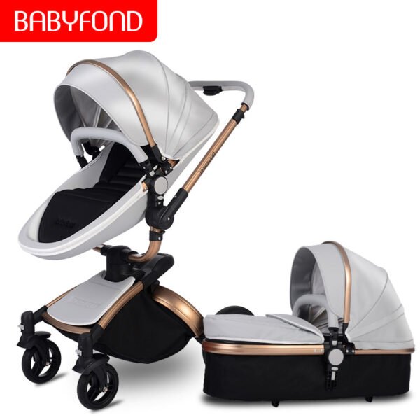 Babyfond  3 in 1 baby stroller High landscape stroller 360 degree Carriage PU Pram EU safety Car Seat Bassinet newborn trolley - Image 7