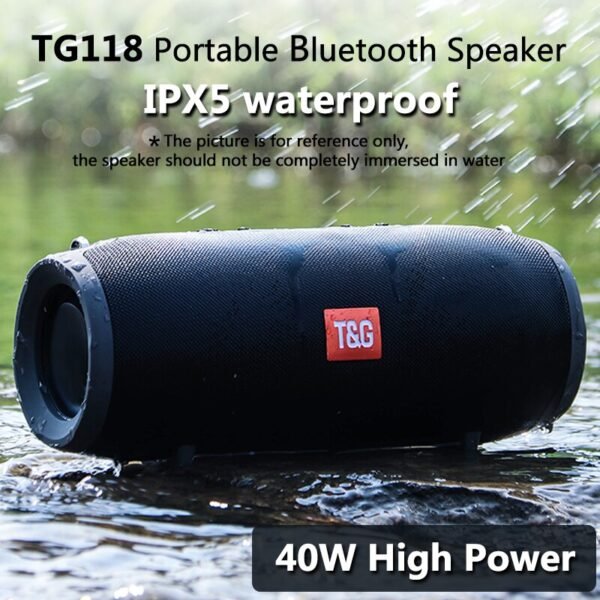40W TG118 Bluetooth speaker outdoor wireless Column Subwoofer Music Center BoomBox portable 3D stereo 3600mAh battery FM/TF/AUX - Image 2