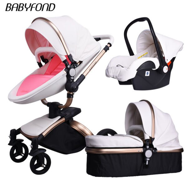 Babyfond  3 in 1 baby stroller High landscape stroller 360 degree Carriage PU Pram EU safety Car Seat Bassinet newborn trolley - Image 18