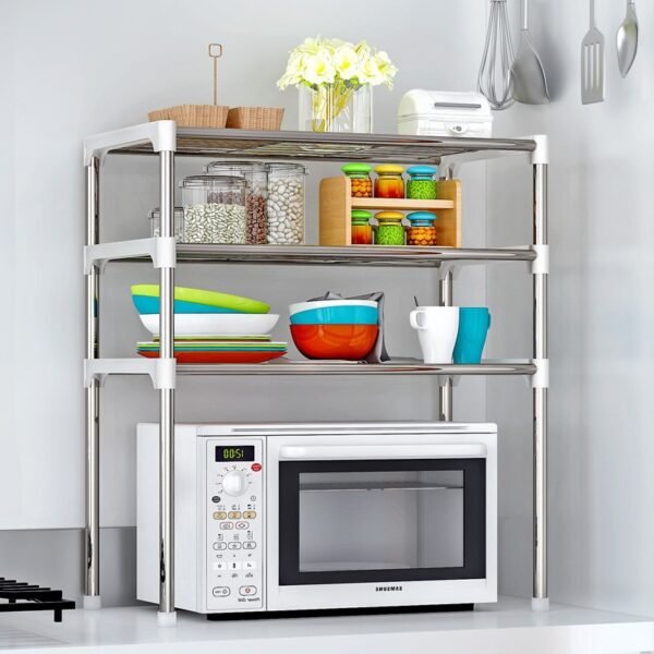 2-Tier/3-Tier Microwave Shelf Rack Kitchen Shelf Spice Organizer Kitchen Storage Rack Bathroom Organizer Shelf Book Shoes Shelve - Image 7