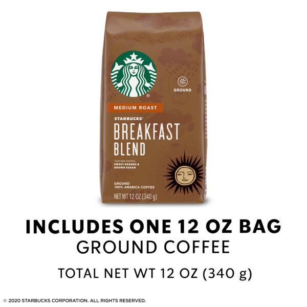 Starbucks Medium Roast Ground Coffee — Breakfast Blend — 100% Arabica — 1 bag (12 oz.) - Image 5
